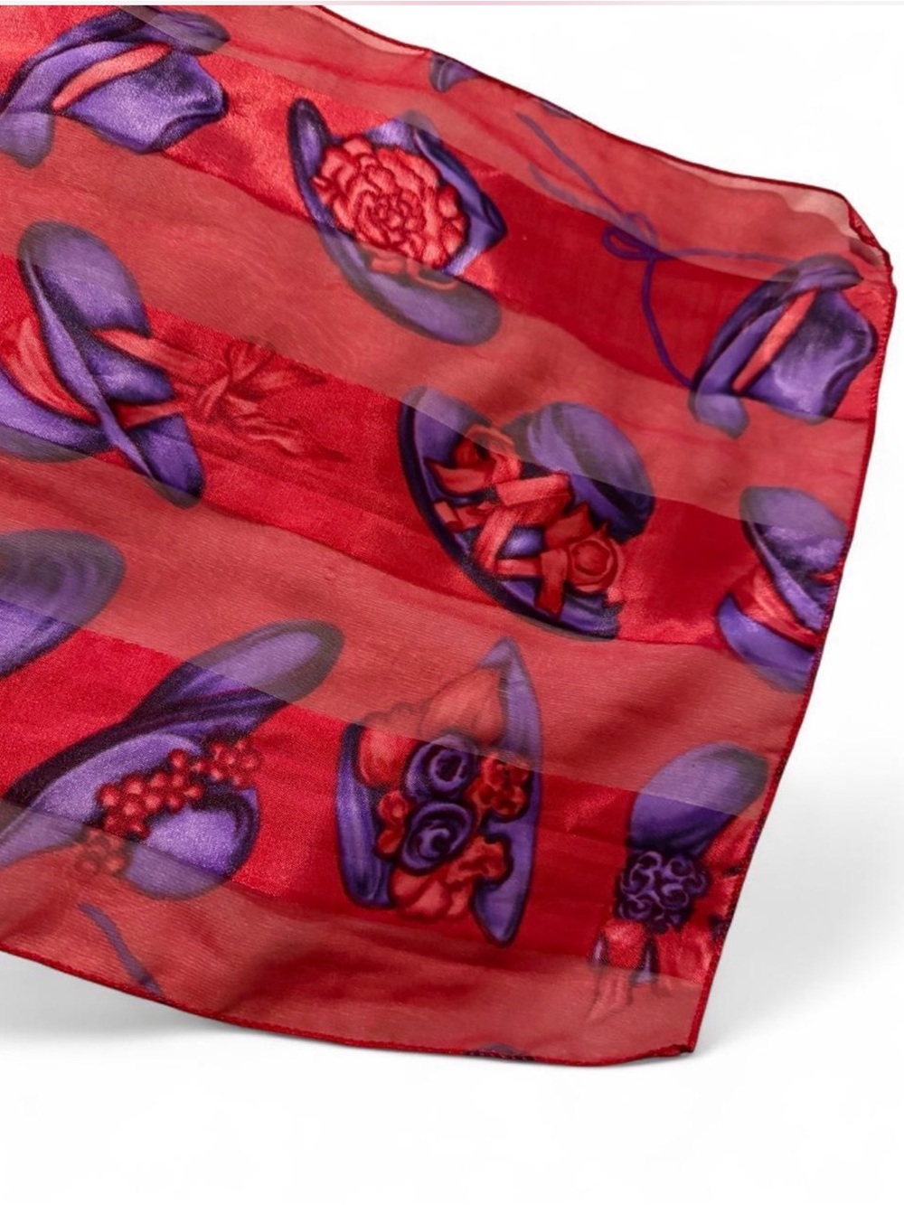 Women's Red Hat Society Floral Hat-Print  Scarf
